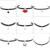 FLY907's new Harajuku retro velvet and leather neckband and collar, a cross-border bestseller from Europe and America, is a beautiful necklace and collarbone chain accessory Item Picture